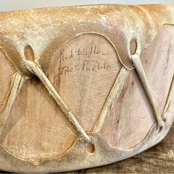 Rawhide Hand Drum Taos Pueblo Red Willow Leather and Wood - Picture 13 of 14